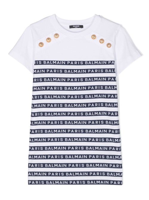Striped cotton T-shirt dress - White