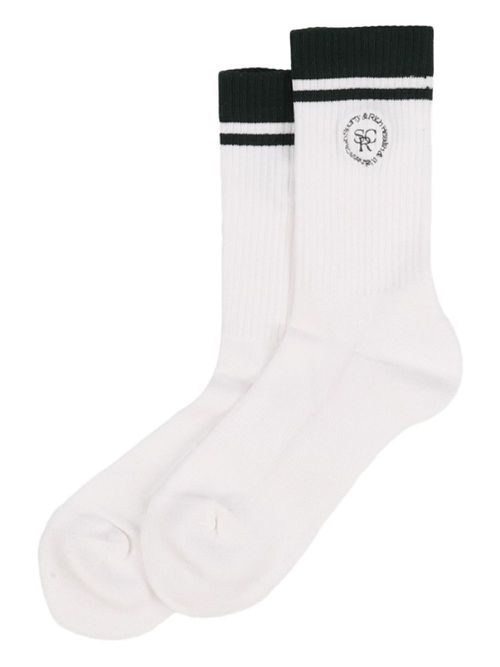 Sporty & Rich logo-embroidered socks - White