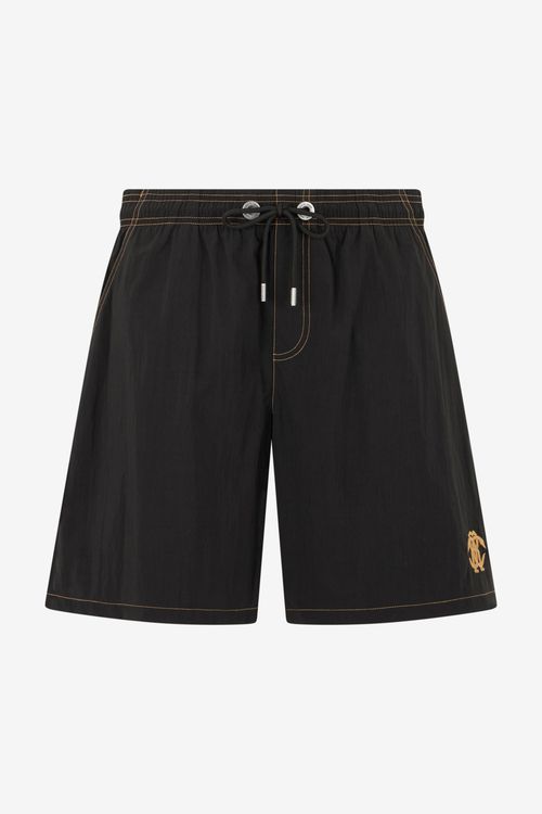 Black Swimsuit Boxer Shorts With Contrast Stitching