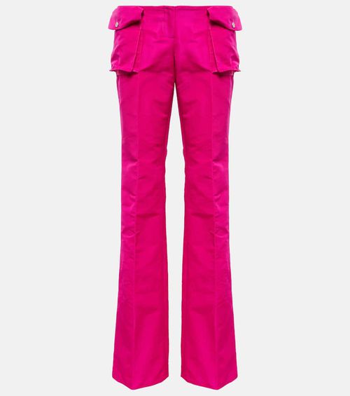 Low-rise satin cargo pants