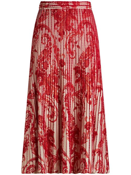 Paisley-print knit midi skirt - Red