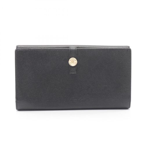 Chanel Black Leather Long Wallet Bi-Fold Pre-Owned