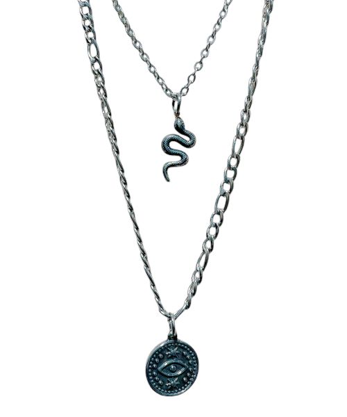 sk8errock 남성 Magic Coin Snake Layered Necklace 