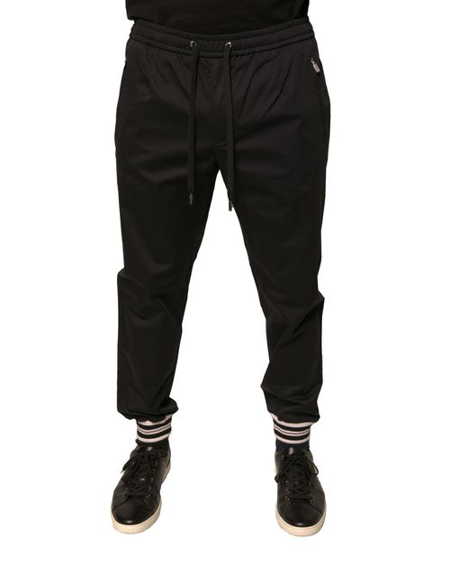 Cotton Stretch Jogger Pants — Black