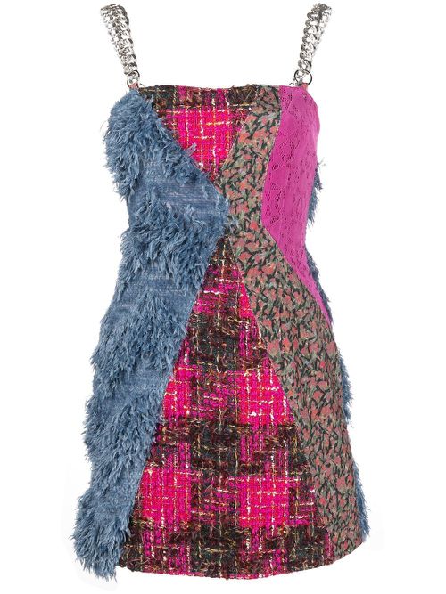 Patchwork mini dress - Pink