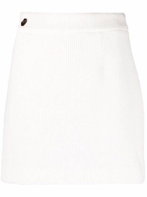 Logo-plaque detail skirt - White