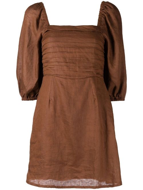 Venezia linen mini dress - Brown