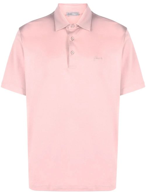 Logo-Embroidered Cotton Polo Shirt — Pink