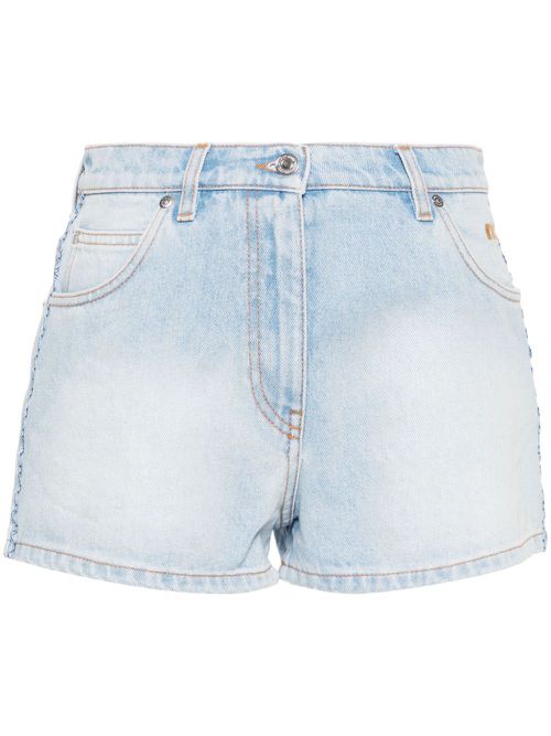 Logo-embroidered denim shorts - Blue