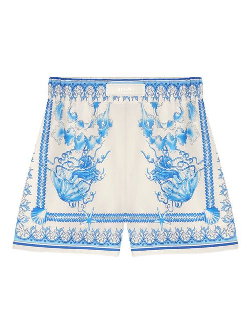 White/Blue Underwater Barocco Shorts