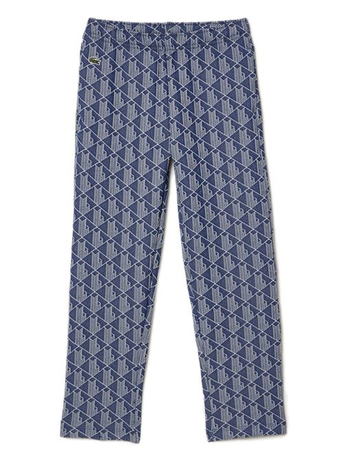 Monogram-pattern cotton track pants - Blue