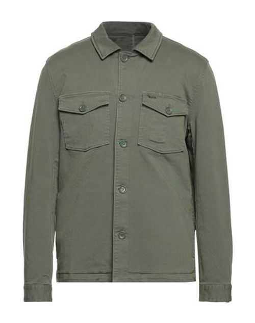 Man Shirt Military green Size L Cotton, Elastane