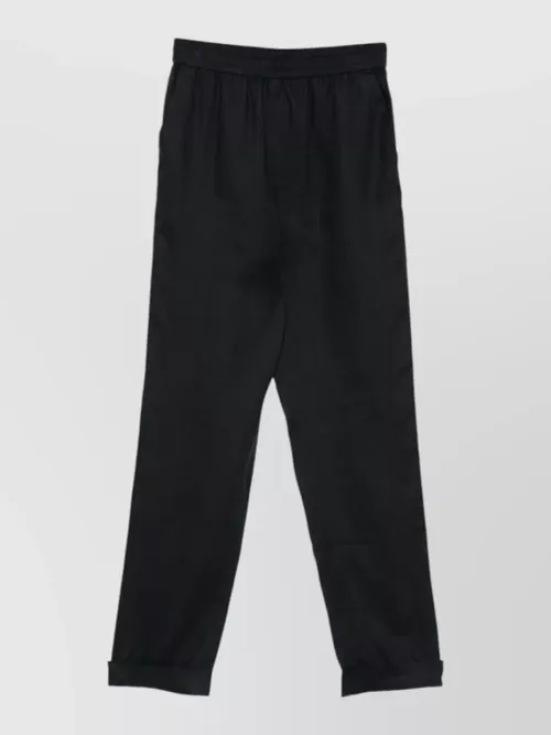 Emporio Armani - linen trousers elasticated waistband turn up cuff