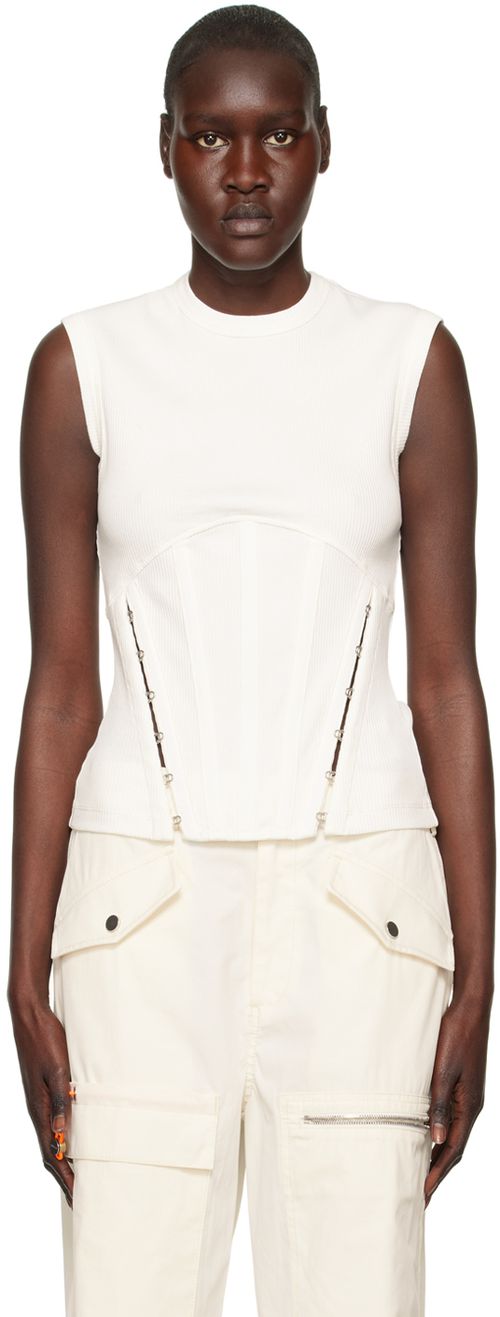 White split corset tank top