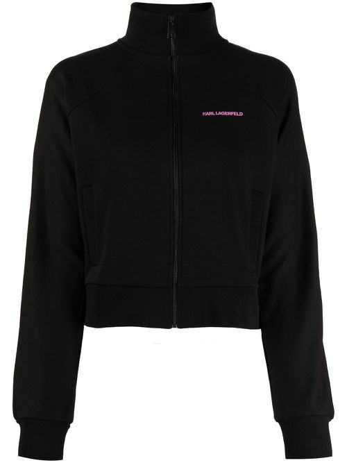 Logo-print zip-up jumper - Black