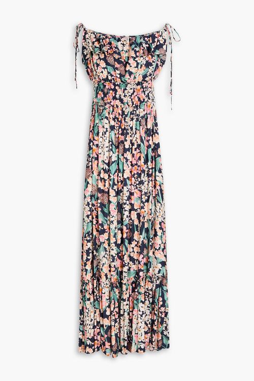 Coco Danza off-the-shoulder floral-print EcoVero™-blend maxi dress - Blue - XL