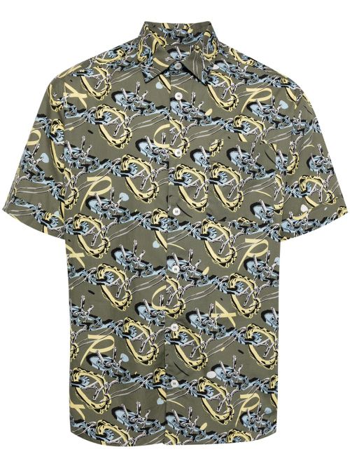 Ross graphic-print cotton shirt - Green