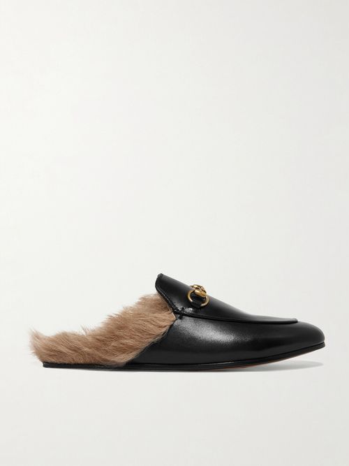 Gucci | Princetown Horsebit-detailed Shearling-lined Leather  display picture 1