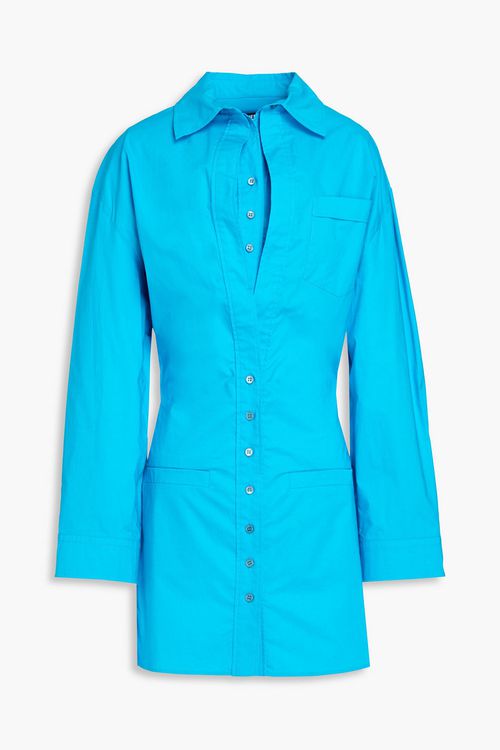 JACQUEMUS - Baunhilha layered cutout cotton-poplin mini shirt dress - Blue - FR 38