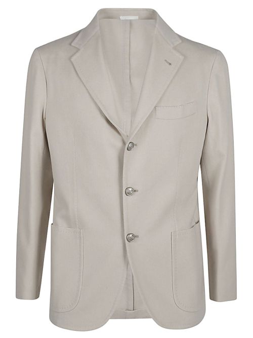 Single-Breasted Wool Blazer — Beige