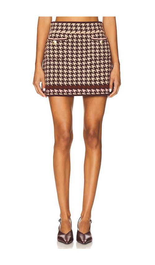 Cara Cara Lynne Mini Skirt in Houndstooth Multi Taupe. XS also in L, M, S