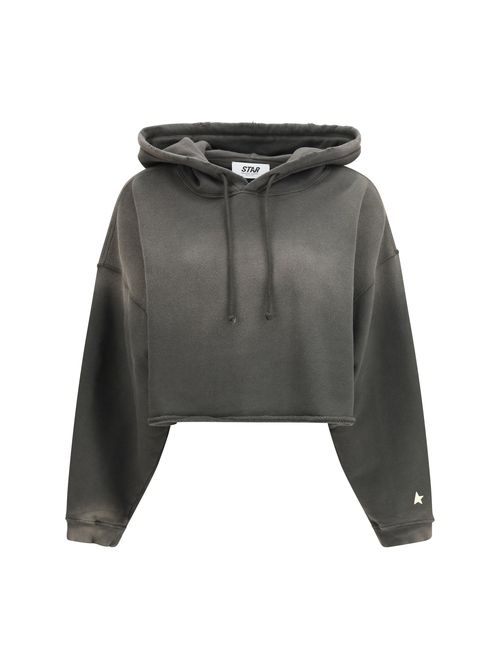 Cropped Cotton Hoodie — Gray