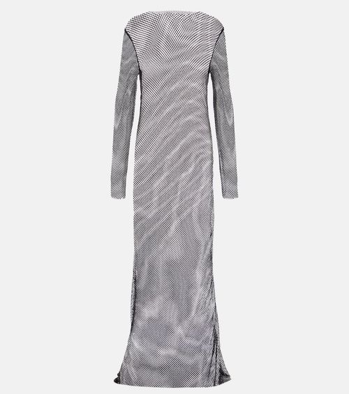 Embellished mesh maxi dress
