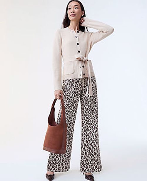 Ann Taylor The Petite Wide-Leg Jean in Animal Print