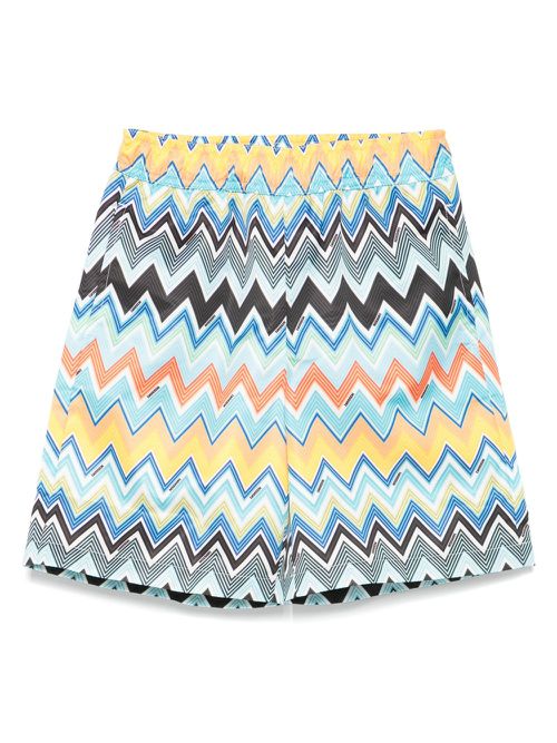 Zigzag-pattern swim shorts - Blue