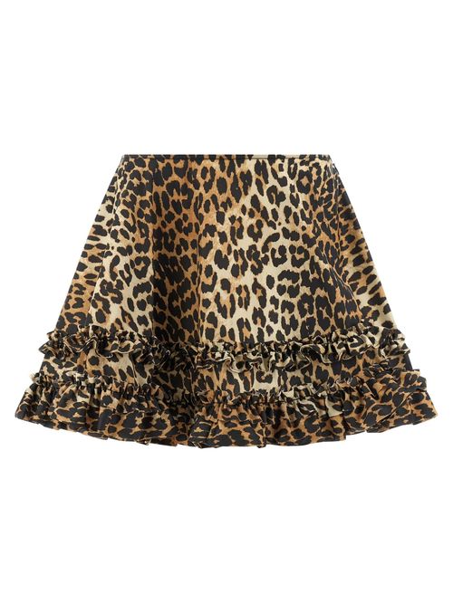 Mini Gathered Skirt with Leo Print