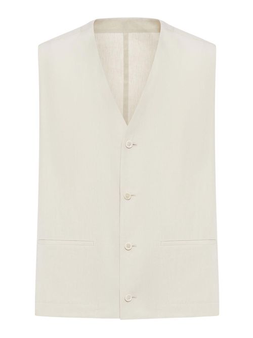 Tailored Linen And Cotton Blend Vest