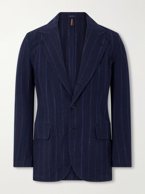 Games Pinstriped Linen and Cotton-Blend Suit Jacket