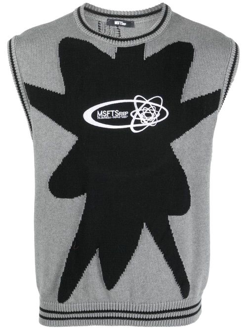 Embroidered-logo sleeveless jumper - Black