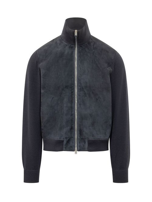 Navy Blue Mock Collar Jacket