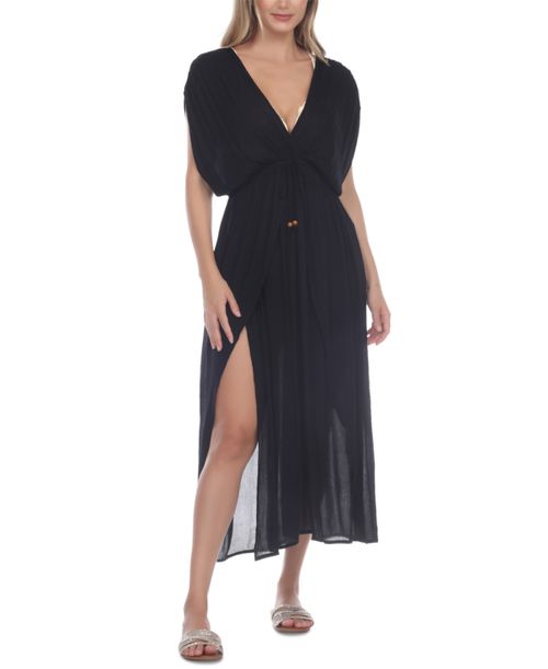 Front-Slit Cover-Up Dress - Black