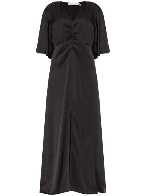 V-neck long dress - Black