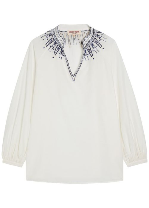 Illizia Embroidered Cotton-blend Blouse