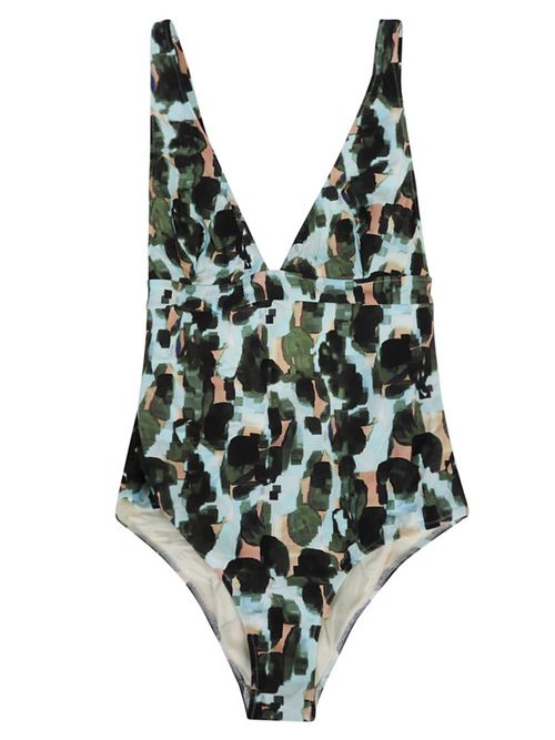 Multi Color Crossy Printed One-piece Swimsuit