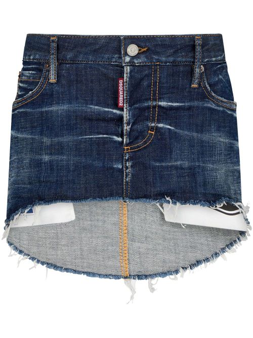 Logo-tag denim skirt - Blue