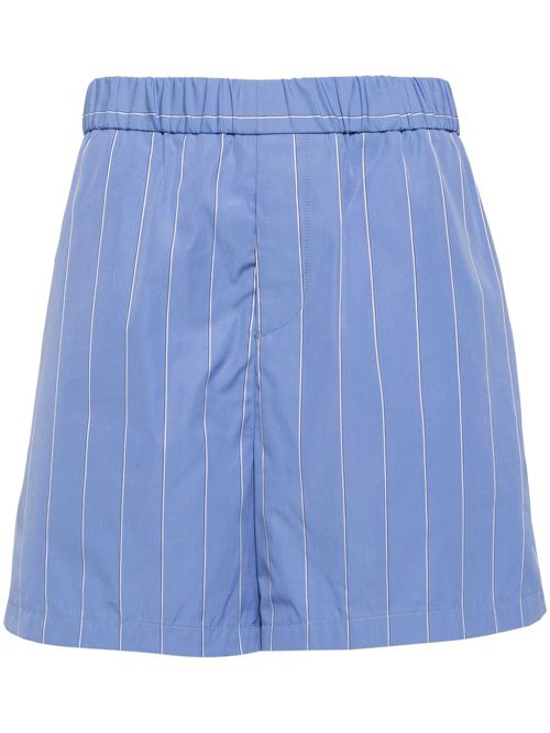 Striped cotton shorts - Blue