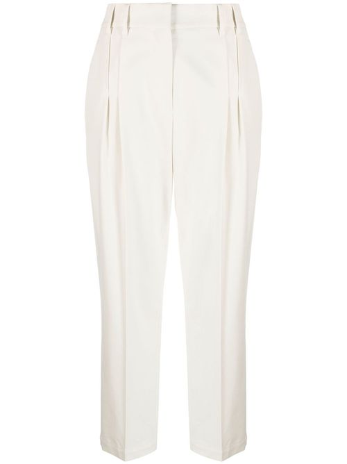 Cropped cotton trousers - Neutrals