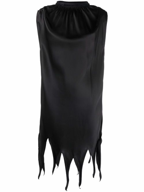 Raw-hem satin dress - Black