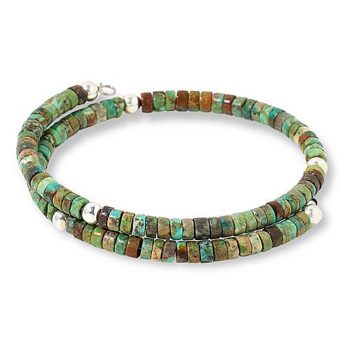 Chaco Canyon Green Kingman Turquoise Coil Wrap Bracelet