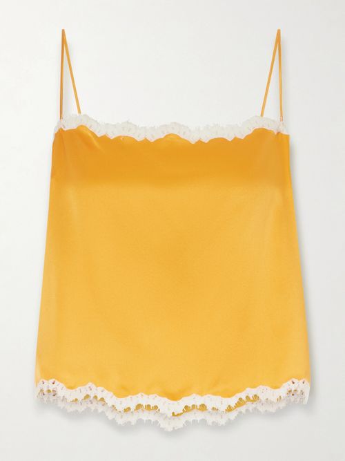 Loure Lace-trimmed Silk-satin Top - Orange