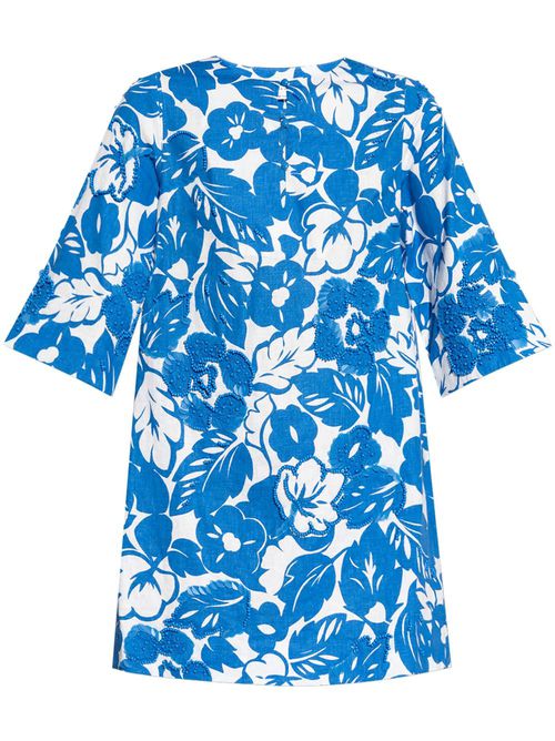 Kate Spade floral-print half-length-sleeve mini dress - ブルー