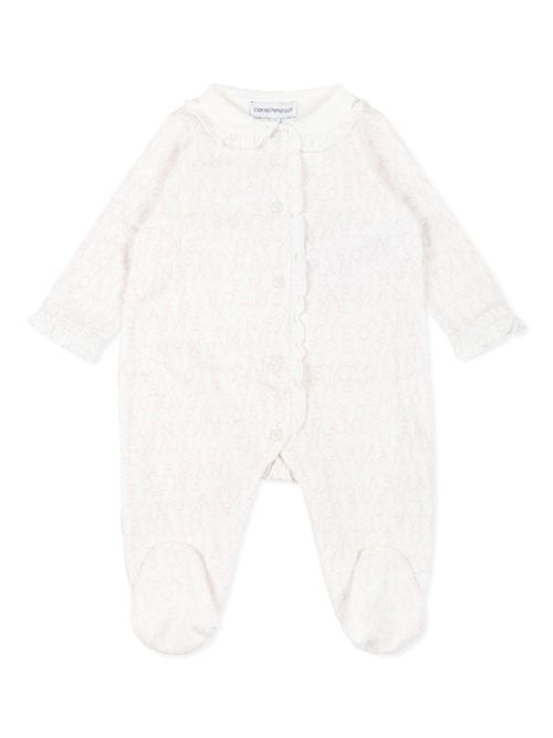 Logo-print cotton babygrow set - White