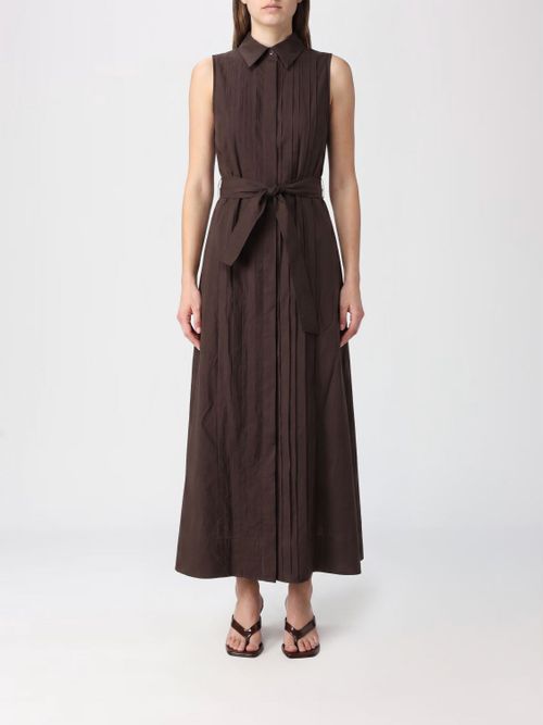 Off-the-Shoulder Cotton Midi Shirtdress P. A.R. O.S. H. with Pleated Skirt
