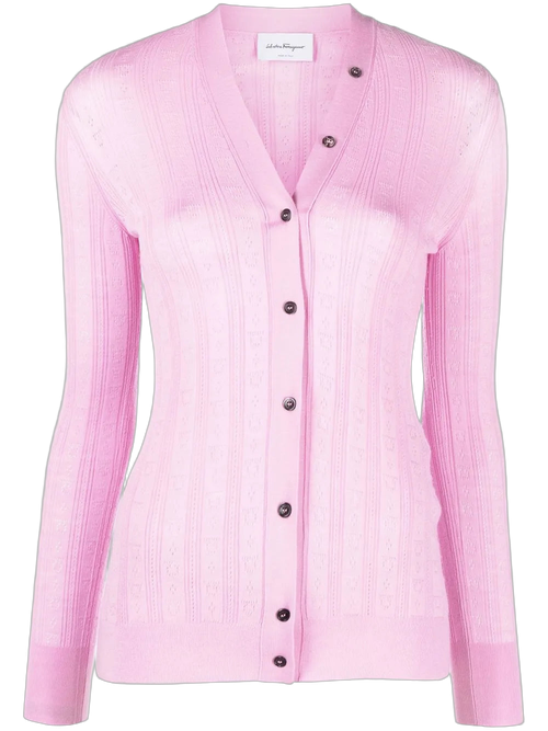Ribbed Knit Cardigan — Pink