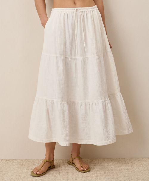 Women's Sea Salt Coastal Double Gauze Tiered Maxi Skirt