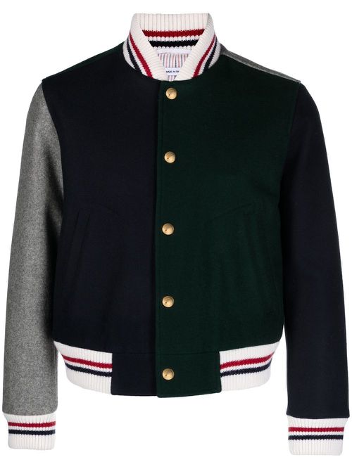 Colour-block bomber jacket - Green